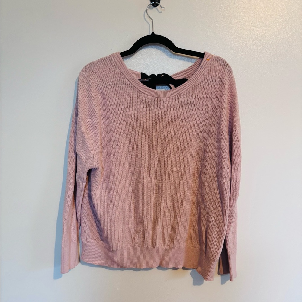 Falls Creek ribbed pink sweater with tie behind the neck size 1x